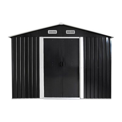 VENTE UNIQUE Abri de jardin m&eacute;tal en acier galvanis&eacute; gris 8 m&sup2; - MANSO