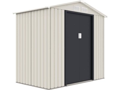 HABITAT ET JARDIN Abri de jardin m&eacute;tal ""Nebraska"" - 2.70 m&sup2; - Beige/gris anthracite