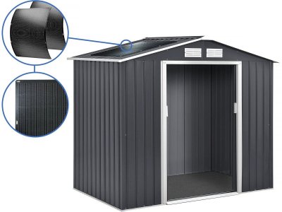 HABITAT ET JARDIN Abri de jardin m&eacute;tal - vegas - 5.29 m&sup2; avec panneaux solaires 