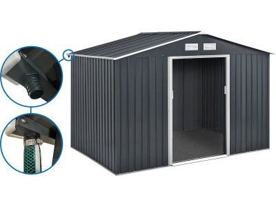 HABITAT ET JARDIN Abri de jardin m&eacute;tal - vegas - 7,06 m&sup2; avec goutti&egrave;re 
