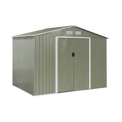 SWEEEK Abri de jardin m&eacute;tal vert / blanc 5,29m&sup2;