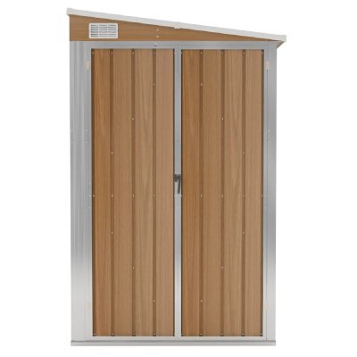HELLOSHOP26 Abri de jardin mural - 118x194x178 cm - Acier galvanis&eacute; marron