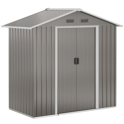 OUTSUNNY Abri de jardin - remise pour outils - cabanon porte verrouillable - t&ocirc;le d'acier gris