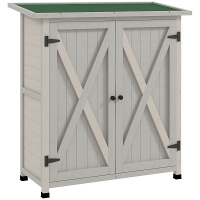OUTSUNNY Abri de jardin toit bitum&eacute; &eacute;tanche bois massif pin gris