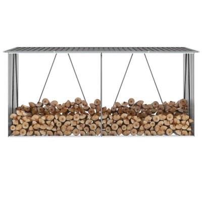 VIDAXL Abri de stockage de bois Acier galvanis&eacute; 330x84x152 cm Gris