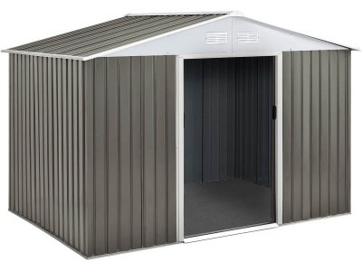 HABITAT ET JARDIN Abri jardin m&eacute;tal Dallas - 5,29 m&sup2; - Gris et blanc.