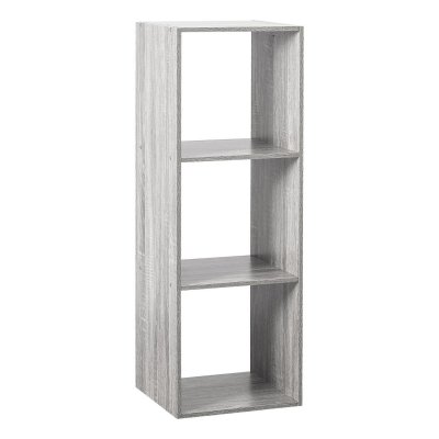 AC-D&eacute;co Etag&egrave;re 3 Cases - L 34,4 x P 32 x H 100,5 cm - Bois - Gris