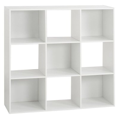 AC-D&eacute;co Etag&egrave;re 9 Cases - L 100,5 x P 32 x H 100,5 cm - Bois - Blanc