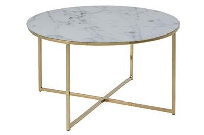 Ac design furniture table basse de salon antje table basse, verre, gold, 80 x 45 cm