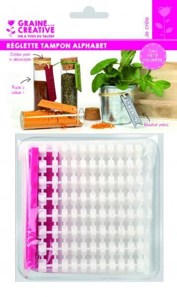 GRAINE CREATIVE Accessoire P&acirc;te Polym&egrave;re - Reglette tampon alphabet