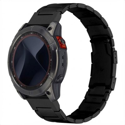 ACCEZZ  Bracelet en acier Titane mat Garmin Quickfit 26mm - Noir