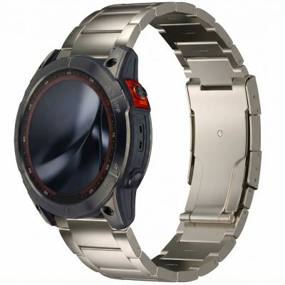 ACCEZZ  Bracelet en acier Titane mat Garmin Quickfit 26mm - Titanium