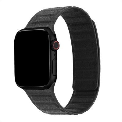 ACCEZZ  Bracelet en cuir v&eacute;ritable magn&eacute;tique Apple Watch  38/40/41/42 mm - Noir