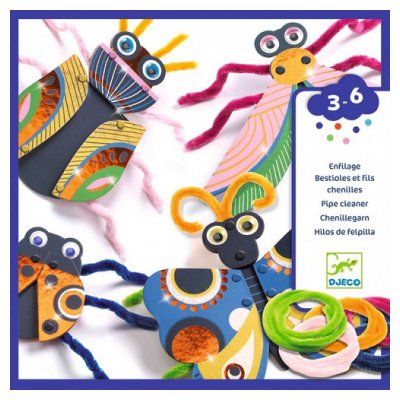  Activit&eacute; enfilage B&eacute;b&ecirc;tes en fils chenilles Djeco