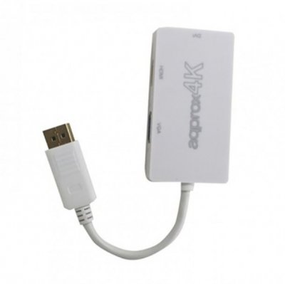 APPROX Adaptateur Displayport vers HDMI/VGA/DVI - 3 en 1 - R&eacute;solution 4K
