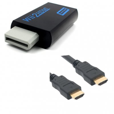 STRA&SZLIG;E GAME Adaptateur HDMI full HD pour Nintendo Wii - Wii U - Noir + C&acirc;ble HDMI 1,5 m