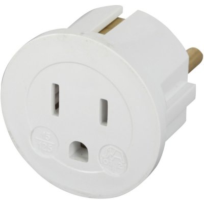 DEBFLEX Adaptateur Prise  USA 15A 125V vers Europe 2P 6A D.4mm blanc