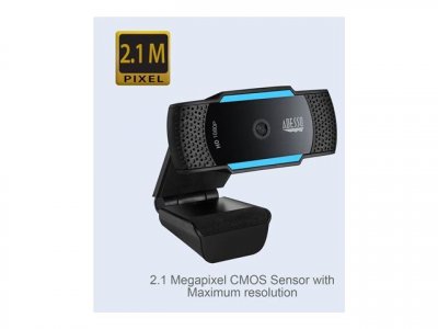 ADESSO  CyberTrack H5 webcam 2,1 MP 1920 x 1080 pixels USB 2.0 Noir, Bleu - Neuf