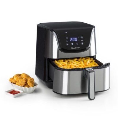 Aero Vital deluxe Friteuse &agrave; air chaud - cuisson saine sans huile - 5,4L / 1700W - inox argent
