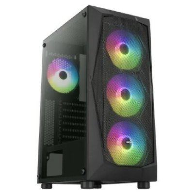 AEROCOOL  ACCM-PV41142.11 Bo&icirc;tier Moyen Tour ATX Falcon A v2 RGB avec Panneau Vitr&eacute;, Noir