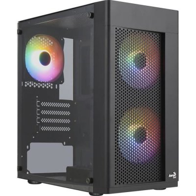 AEROCOOL  Boitier Mini Tour Micro ATX Hexform RGB avec panneaux vitr&eacute;s (Noir)