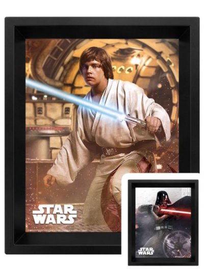 STAR WARS Affiche lenticulaire encadr&eacute;e en 3D dans un cadre noir de 20 x 25 cm
