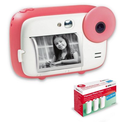 AGFAPHOTO Agfa Photo Pack Realikids Instant CAM Rose + 3 Rouleaux de Papier Thermique Extra ATP3WH