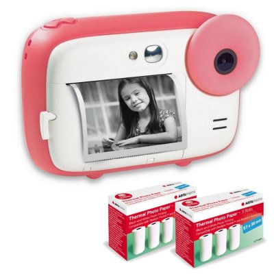 AGFAPHOTO Agfa Photo Pack Realikids Instant CAM Rose + 6 rouleaux de papier thermique suppl&eacute;mentaires ATP3WH