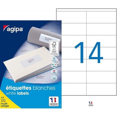 AGIPA  119008 Etiquettes blanches multi-usage 105 x 42 mm - Bo&icirc;te de 1400