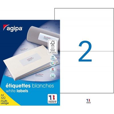 AGPA Agipa agipa etiquette universelle, 210 x 148,5 mm, coins droits noir