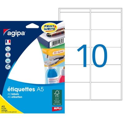 AGIPA  - Etiquettes adh&eacute;sives 38,5 x 65 mm 114019 - Pochette de 160