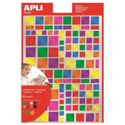 APLI AGIPA Agipa - Gommette carr&eacute; m&eacute;tallis&eacute;e couleurs assorties - Pochette de 756