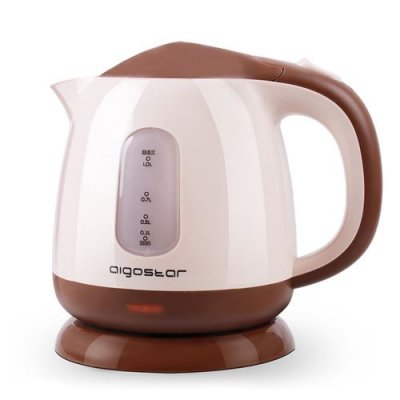  Aigostar - mini electric plastic bulk kettle 1 litre avec filtre 1100 w Beige/BROWN