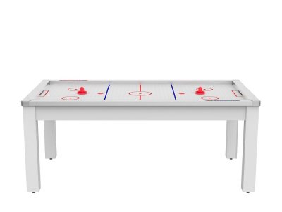  Air Hockey Nord convertible en table &agrave; manger - 8 personnes - Coloris blanc laqu&eacute; surface blanche