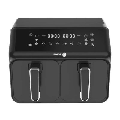Airfryer 8L - FAGOR - Friteuse sans huile 2 cuves de 4L - 2200W - 8 programmes - Noir 