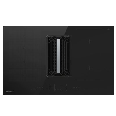 KLARSTEIN AirJet Hybrid Plaque de cuisson &agrave; induction 83 cm avec hotte int&eacute;gr&eacute;e 600 m&sup3;/h A+ Flexzone Noir