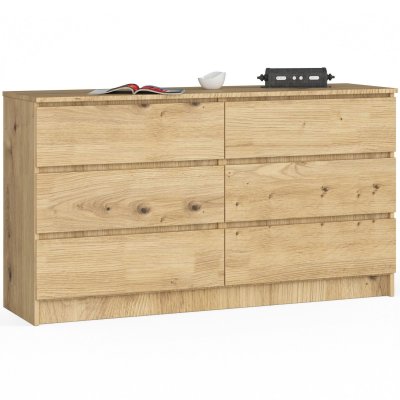Akord - Commode K140 Ch&ecirc;ne Artisan 138 cm 6 tiroirs fa&ccedil;ade Ch&ecirc;ne Artisan 138x40x77 cm