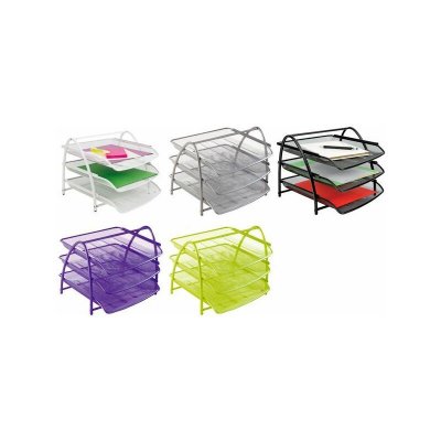 ALBA  Corbeille &agrave; courrier Meshtray en m&eacute;tal Mesh noir - Jeu de 3