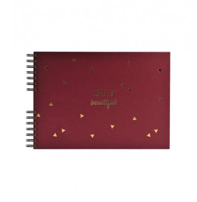  Album Photos &Agrave; Spirales 50 Pages Noires 32x22cm Life Rouge
