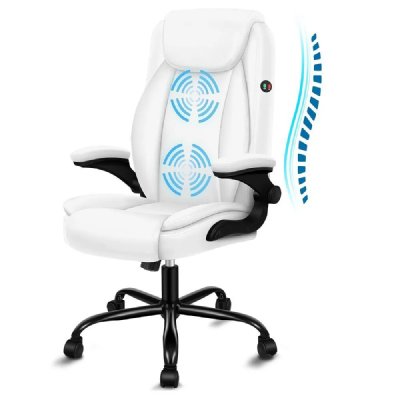 ALFORDSON  Massage Bureau Chaise Ergonomique Direction Ordinateur Gaming Cuir PU Blanc