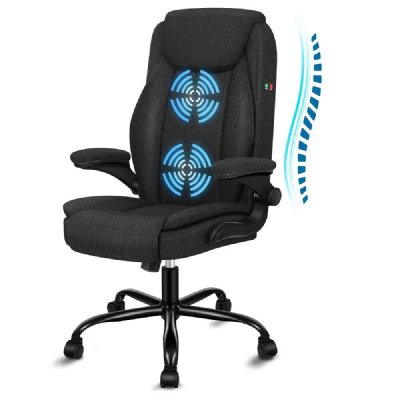 ALFORDSON  Massage Bureau Chaise Ergonomique Direction Ordinateur Gaming Tissu Noir