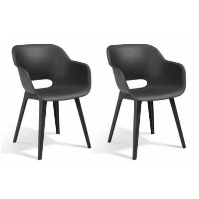 KETER Allibert Chaises d'ext&eacute;rieur Akola 2 pcs Graphite
