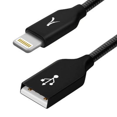 AKASHI Altadif ALTCABLAMFIBLK c&acirc;ble Lightning 1 m Noir - Neuf