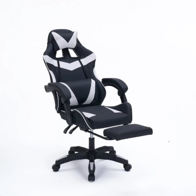 Altair - Chaise gaming de bureau ergonomique inclinable noir et blanc