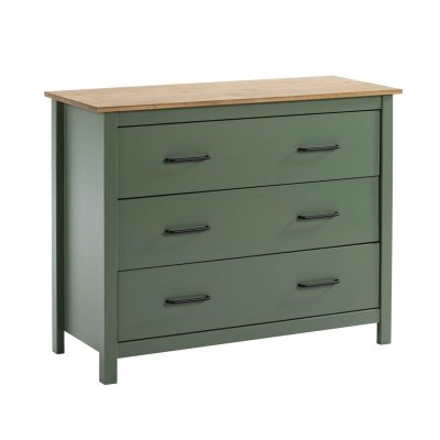 AltoBuy Tina - Commode 3 Tiroirs Bois Cir&eacute; Coloris Vert