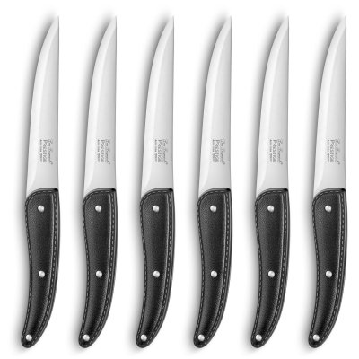 LOU LAGUIOLE AMEFA Coffret de 6 couteaux steaks Lame lisse Gamme Prestige - Noir