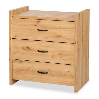 MONMOBILIERDESIGN AMELIA Commode b&eacute;b&eacute; avec plan &agrave; langer amovible et 3 tiroirs Ch&ecirc;ne