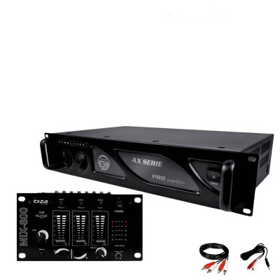 IBIZA SOUND Amplificateur sono 2 x 500w my deejay ax-1000 mydj + table de mixage dj sono mix800 ibiza