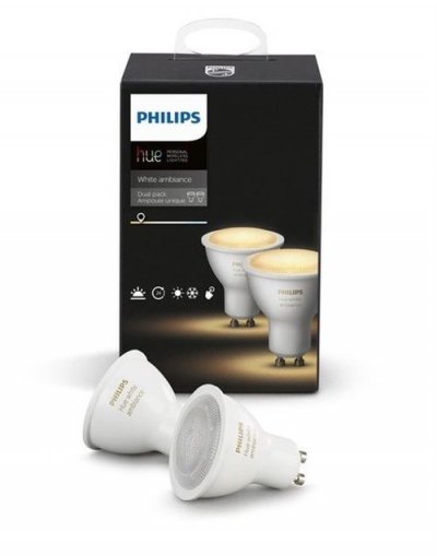 PHILIPS HUE Ampoule connect&eacute;e Philips Pack x 2 ampoules GU10 White Ambia