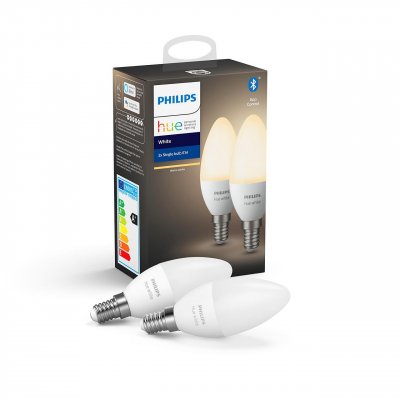 PHILIPS HUE Ampoule connect&eacute;e Philips White ampoule E14 x2